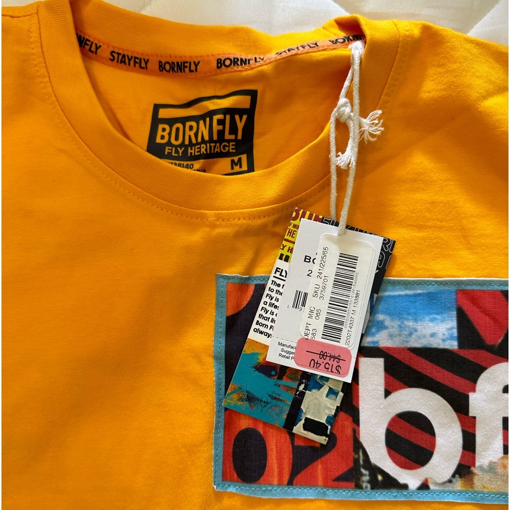 Bornfly New Yellow/Orange Men Medium Tshirt
